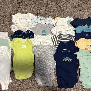 Carter's Baby Bodysuit Set - Navy, Lime, Gray, White